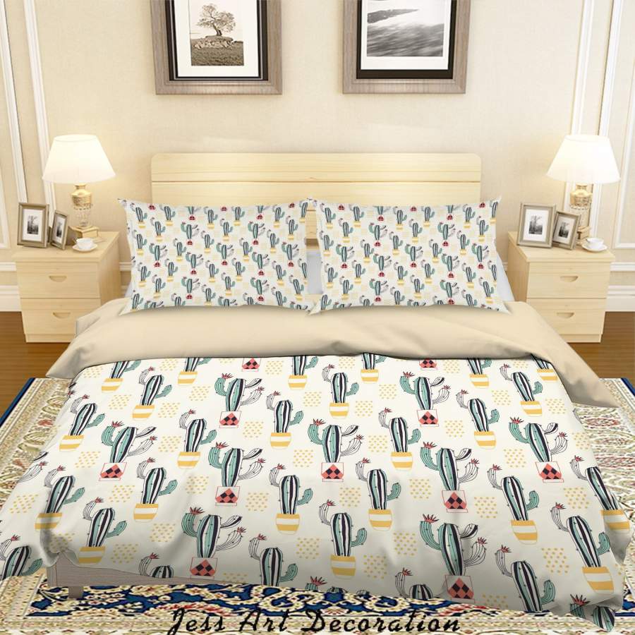 3D Cactus Quilt Cover Set Bedding Set Duvet Cover Pillowcases SF99