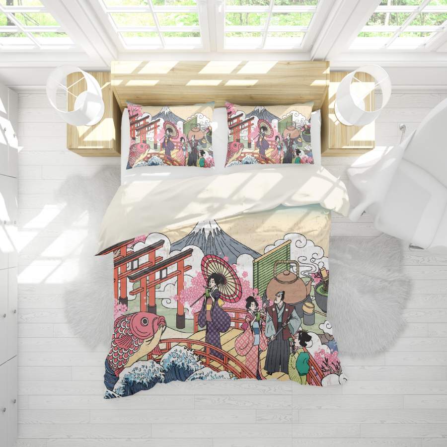 3D Cartoon Japanese Festival Quilt Cover Set Bedding Set Pillowcases 178