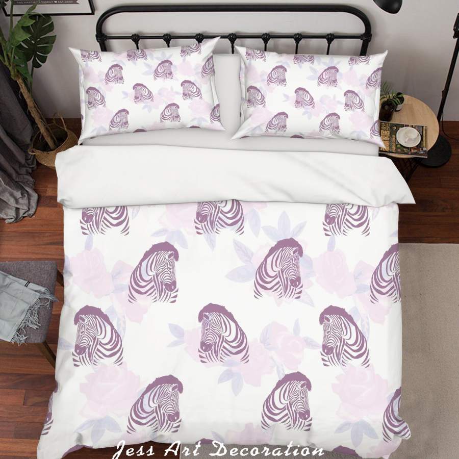 3D Purple Zebra Quilt Cover Set Bedding Set Pillowcases SF47