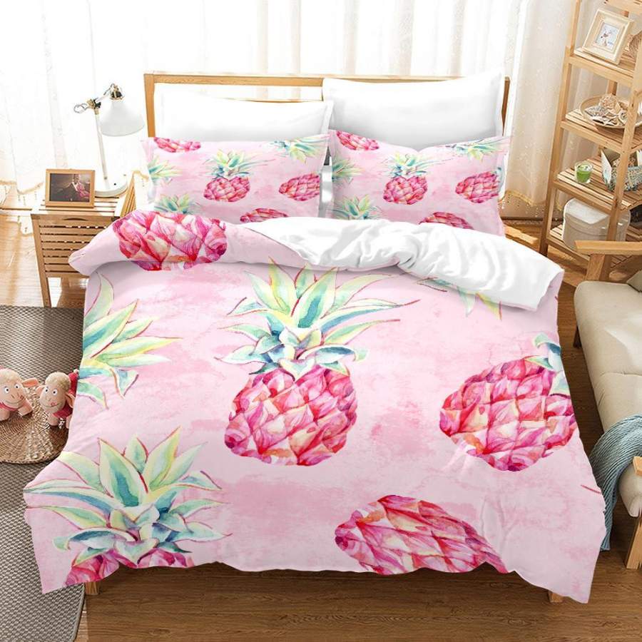 3D Pink Pineapple Quilt Cover Set Bedding Set Duvet Cover Pillowcases SF30