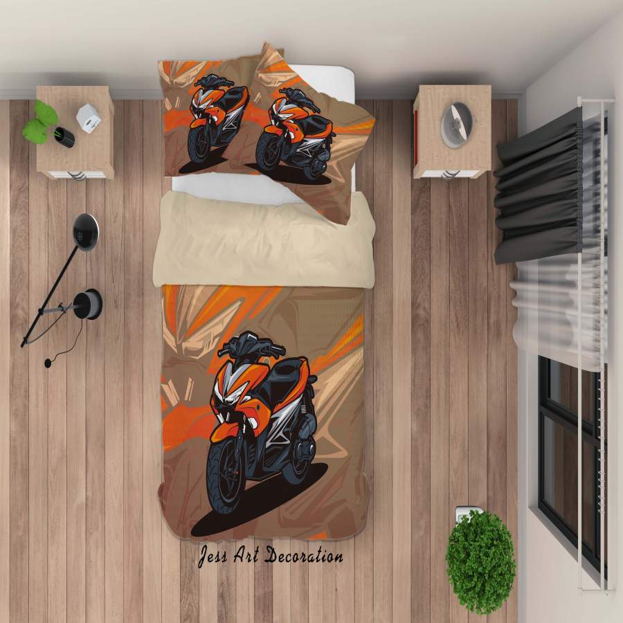 3D Hand Painted Red Motorcycle Quilt Cover Set Bedding Set Duvet Cover Pillowcases A018 LQH