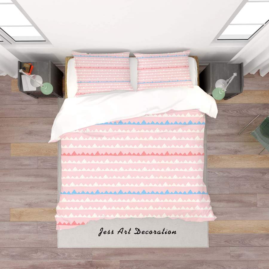 3D Pink Triangle Quilt Cover Set Bedding Set Duvet Cover Pillowcases SF23