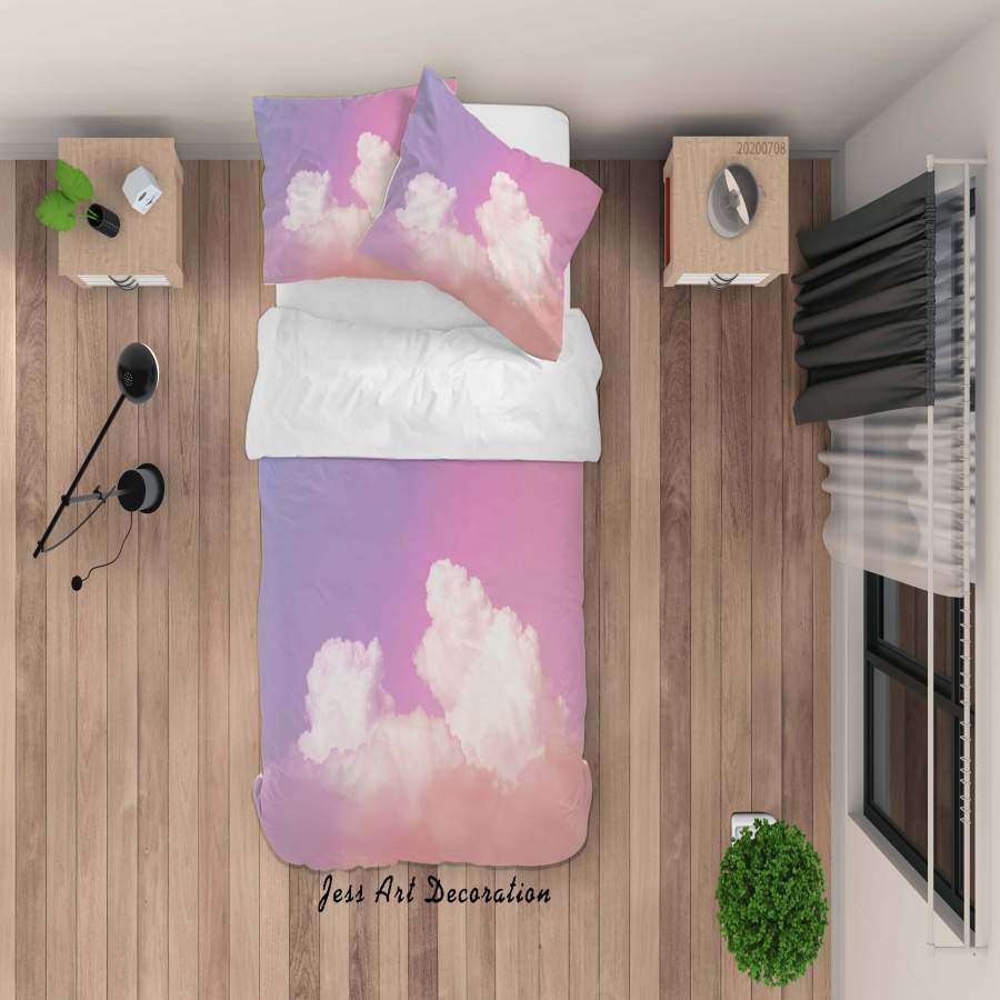 3D Pink Sky Clouds Quilt Cover Set Bedding Set Duvet Cover Pillowcases SF32