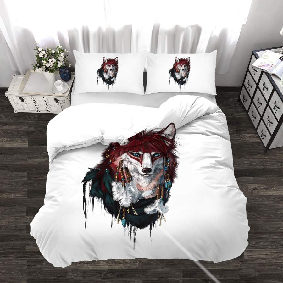 3D White Wolf Quilt Cover Set Bedding Set Duvet Cover Pillowcases SF34