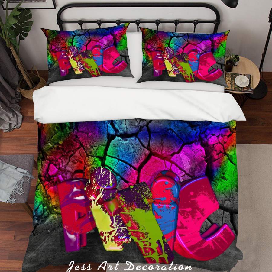 3D Graffiti Quilt Cover Set Bedding Set Pillowcases 36