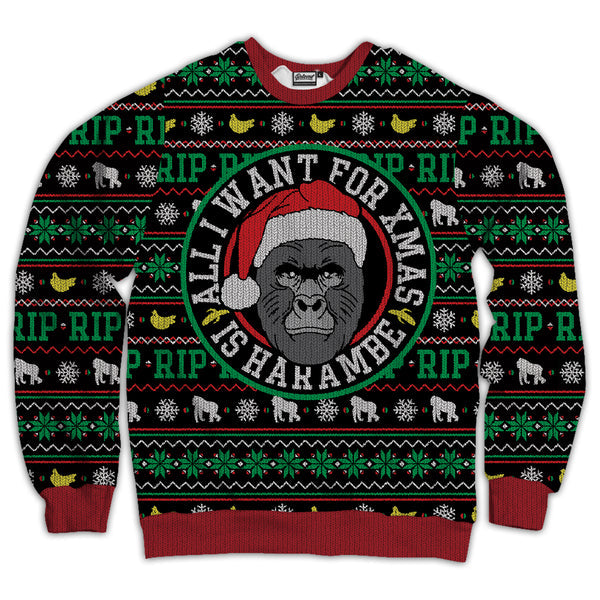 All I Want For Xmas Is Harambe Ugly Sweater