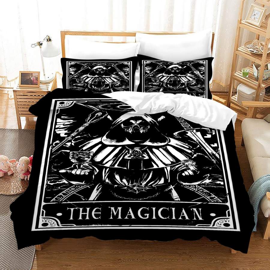 3D Black White Magician Tarot Quilt Cover Set Bedding Set Duvet Cover Pillowcases SF43