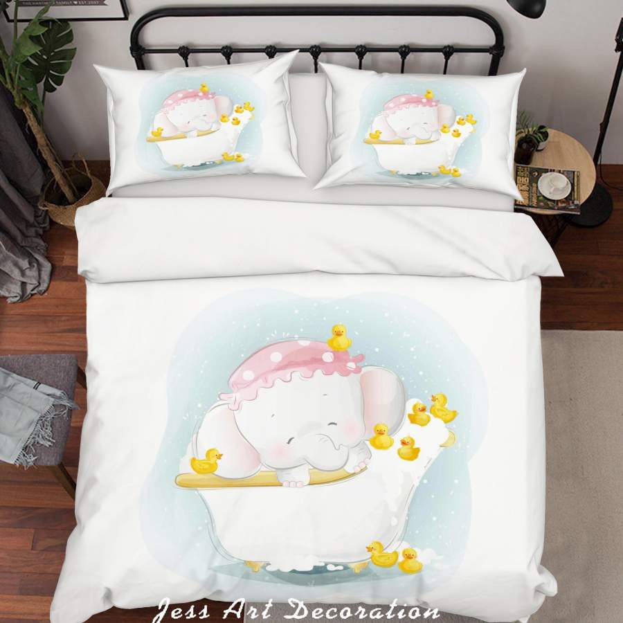 3D Elephant Duck Quilt Cover Set Bedding Set Duvet Cover Pillowcases SF1