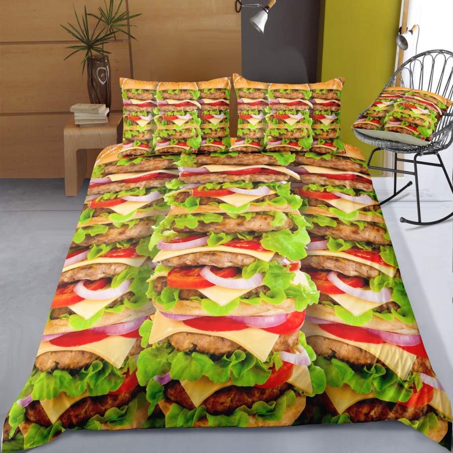 3D Hamburger Pattern Quilt Cover Set Bedding Set Pillowcases 65