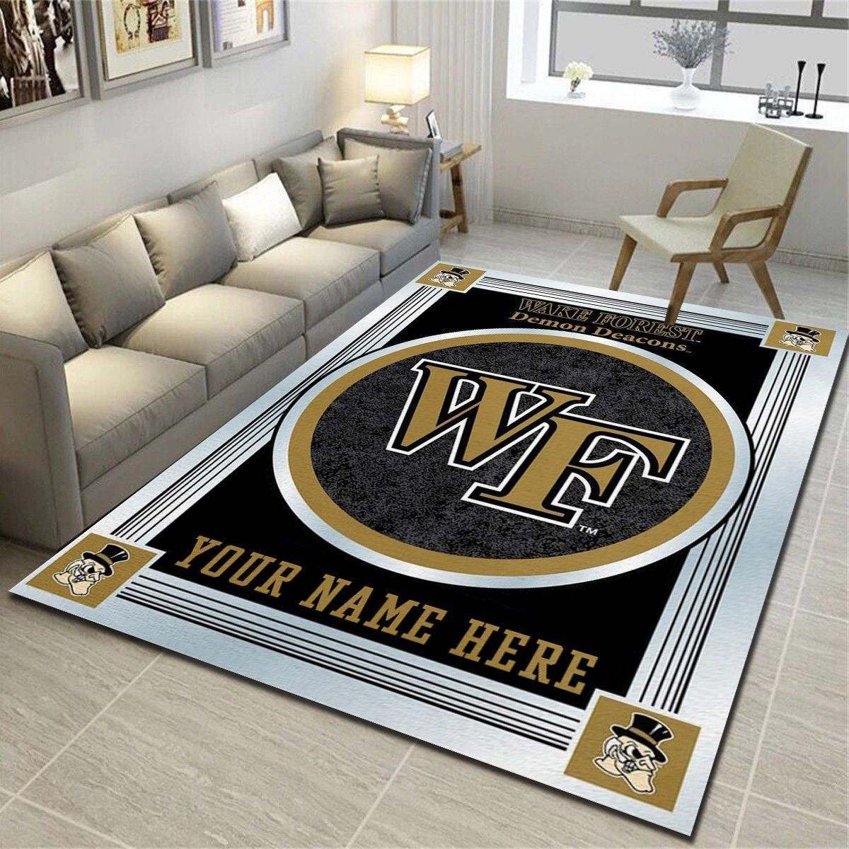 Wake Forest Demon Deacons Personalized Rug, Team Living Room Carpet, Customized Floor Decor