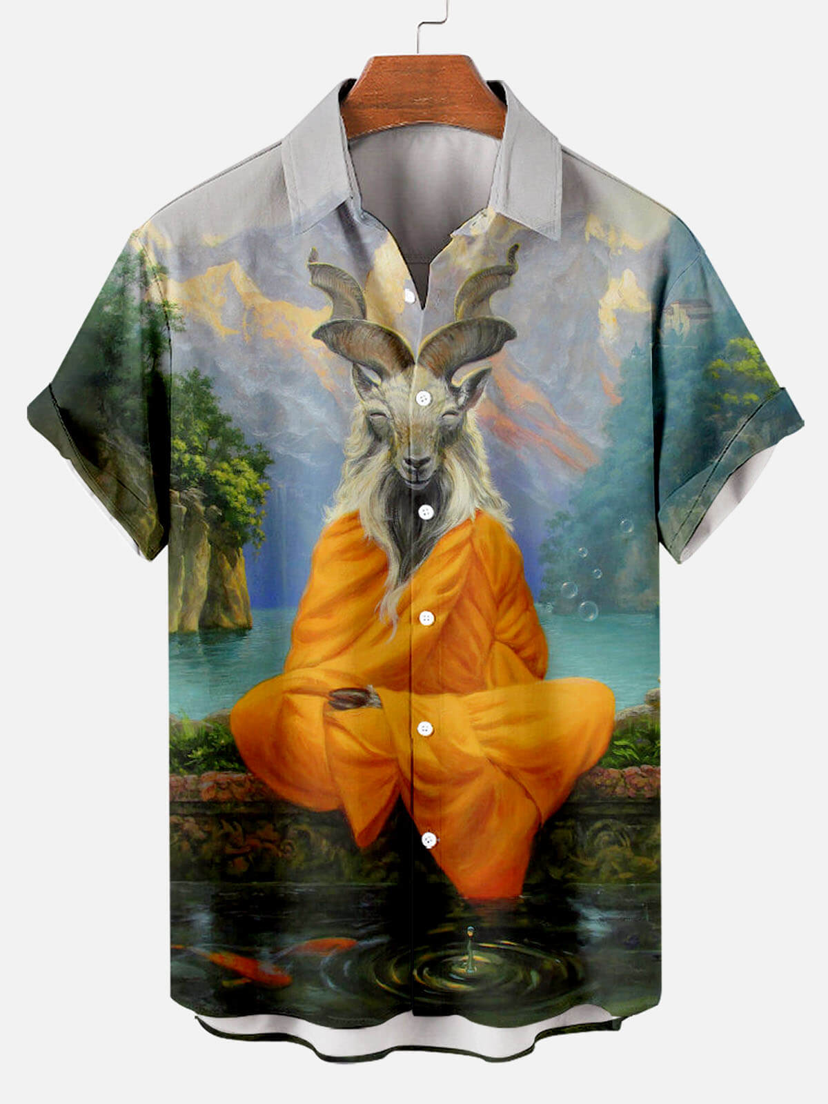 Zen Goat Print Short Sleeve Shirt