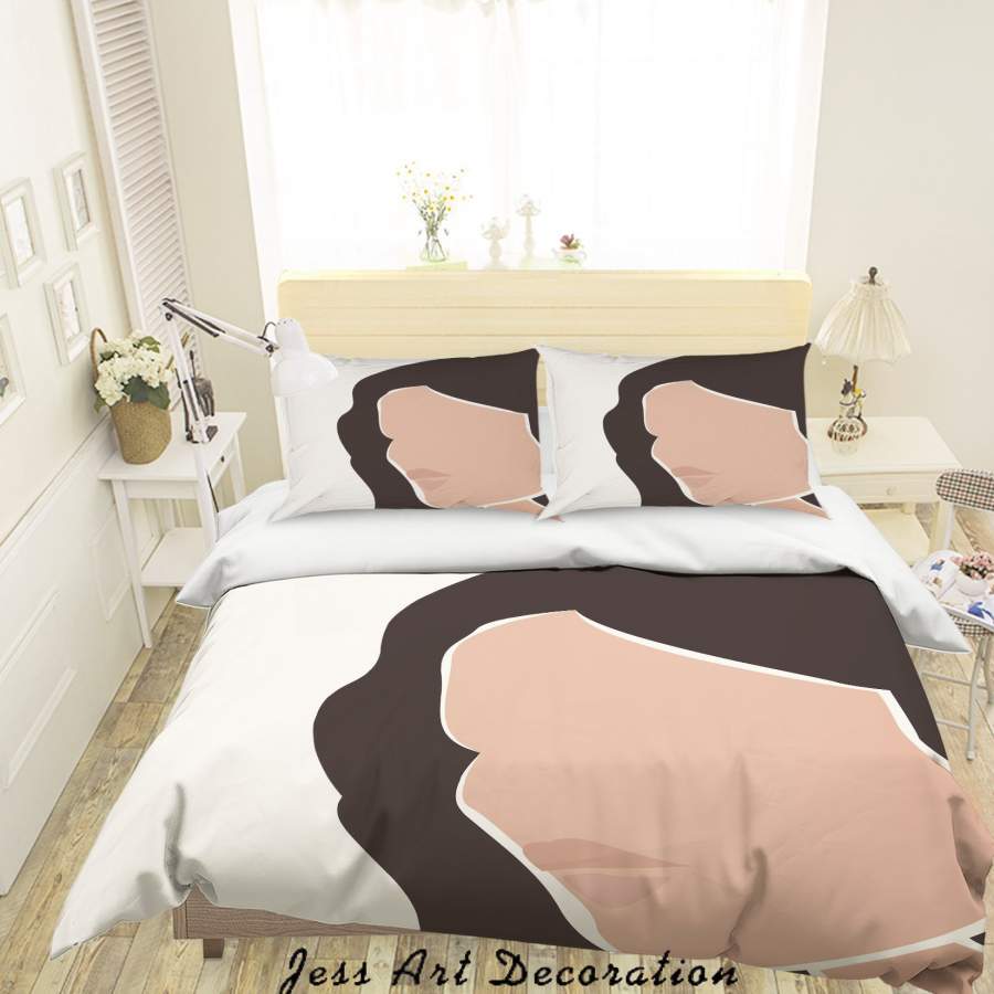 3D Silhouette Lady Face Quilt Cover Set Bedding Set Duvet Cover Pillowcases SF