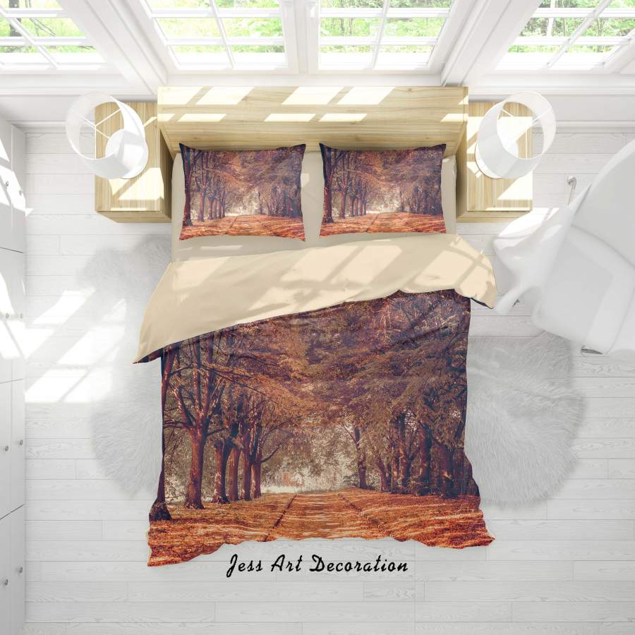 3D Forest Trees Road Quilt Cover Set Bedding Set Duvet Cover Pillowcases SF37