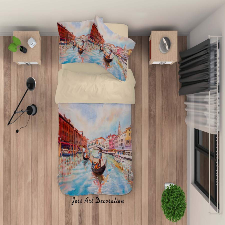 3D Watercolor Venice Water City Quilt Cover Set Bedding Set Duvet Cover Pillowcases SF8