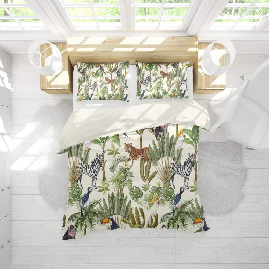 3D Tropical Plants Animal Leaves Quilt Cover Set Bedding Set Pillowcases 175