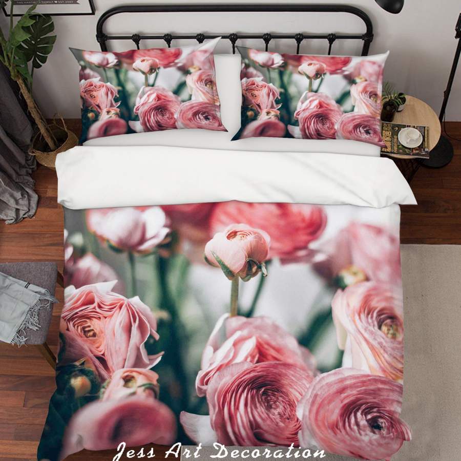 3D Pink Floral Pattern Quilt Cover Set Bedding Set Duvet Cover Pillowcases LQH A157