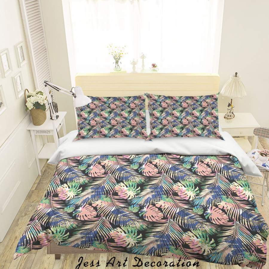 3D Tropical Leaves Quilt Cover Set Bedding Set Duvet Cover Pillowcases SF114