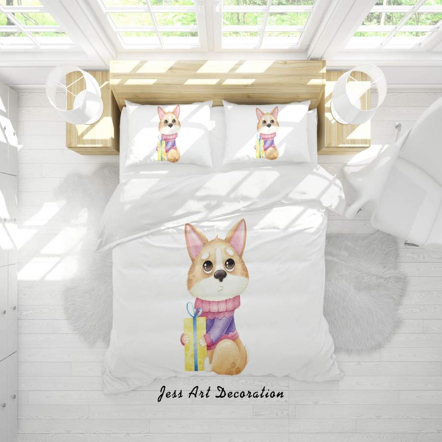 3D Cartoon Dog Quilt Cover Set Bedding Set Duvet Cover Pillowcases SF15