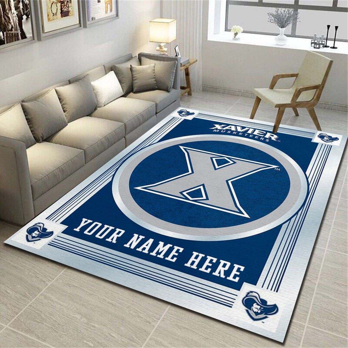 Xavier Musketeers Personalized Area Rugs, Living Room Carpet, Customized Floor Decor