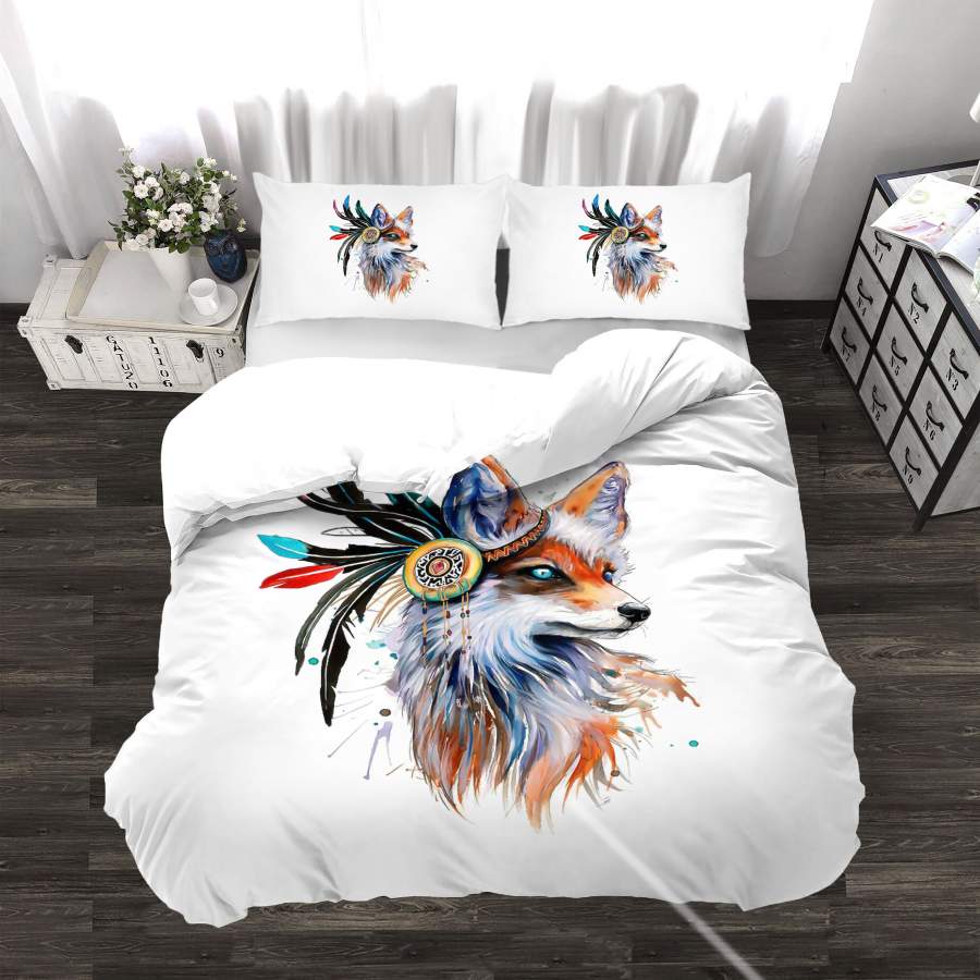 3D White Feather Wolf Quilt Cover Set Bedding Set Duvet Cover Pillowcases SF33