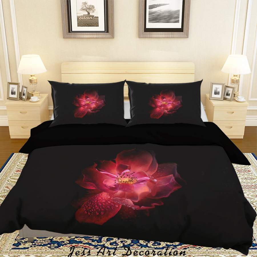 3D Beautiful Lotus Pink Quilt Cover Set Bedding Set Duvet Cover Pillowcases LQH A63