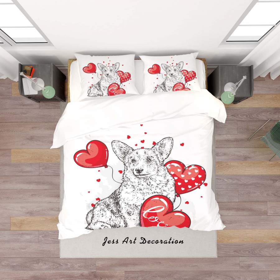 3D Dog Balloon Quilt Cover Set Bedding Set Duvet Cover Pillowcases SF159