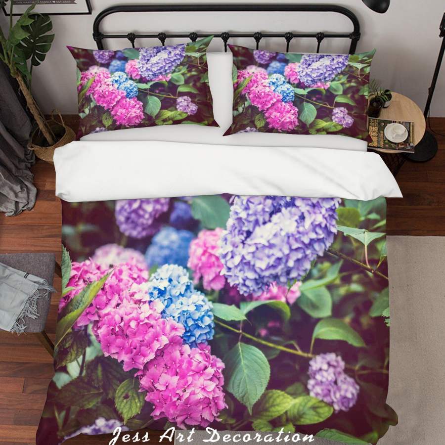 3D Pink Hydrangea Quilt Cover Set Bedding Set Duvet Cover Pillowcases LQH A162