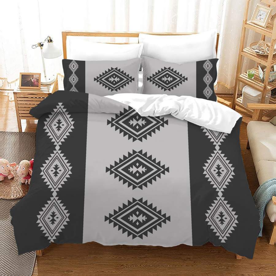 3D Grey Geometric Floral Quilt Cover Set Bedding Set Duvet Cover Pillowcases JN 1104