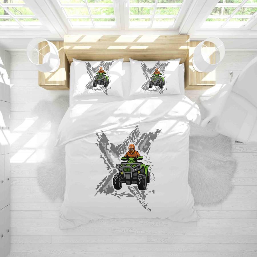 3D Big Foot Truck White Quilt Cover Set Bedding Set Pillowcases LQH A063