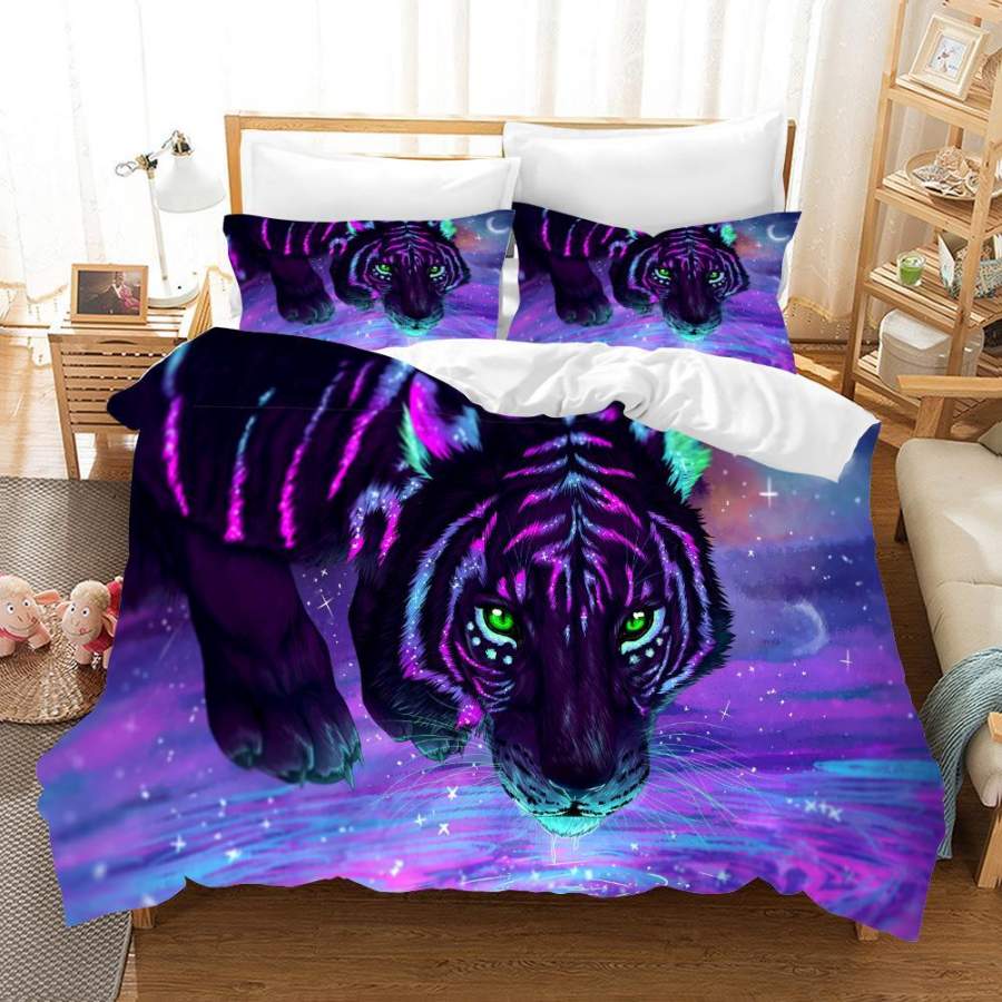 3D Purple Tiger Quilt Cover Set Bedding Set Pillowcases 96