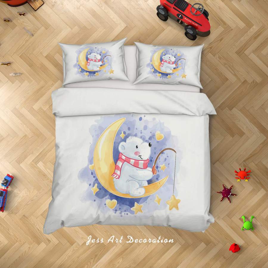 3D Moon Star Bear Quilt Cover Set Bedding Set Duvet Cover Pillowcases SF36