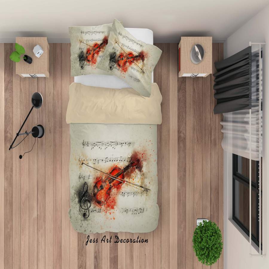 3D Violin Score Quilt Cover Set Bedding Set Duvet Cover Pillowcases A170 LQH