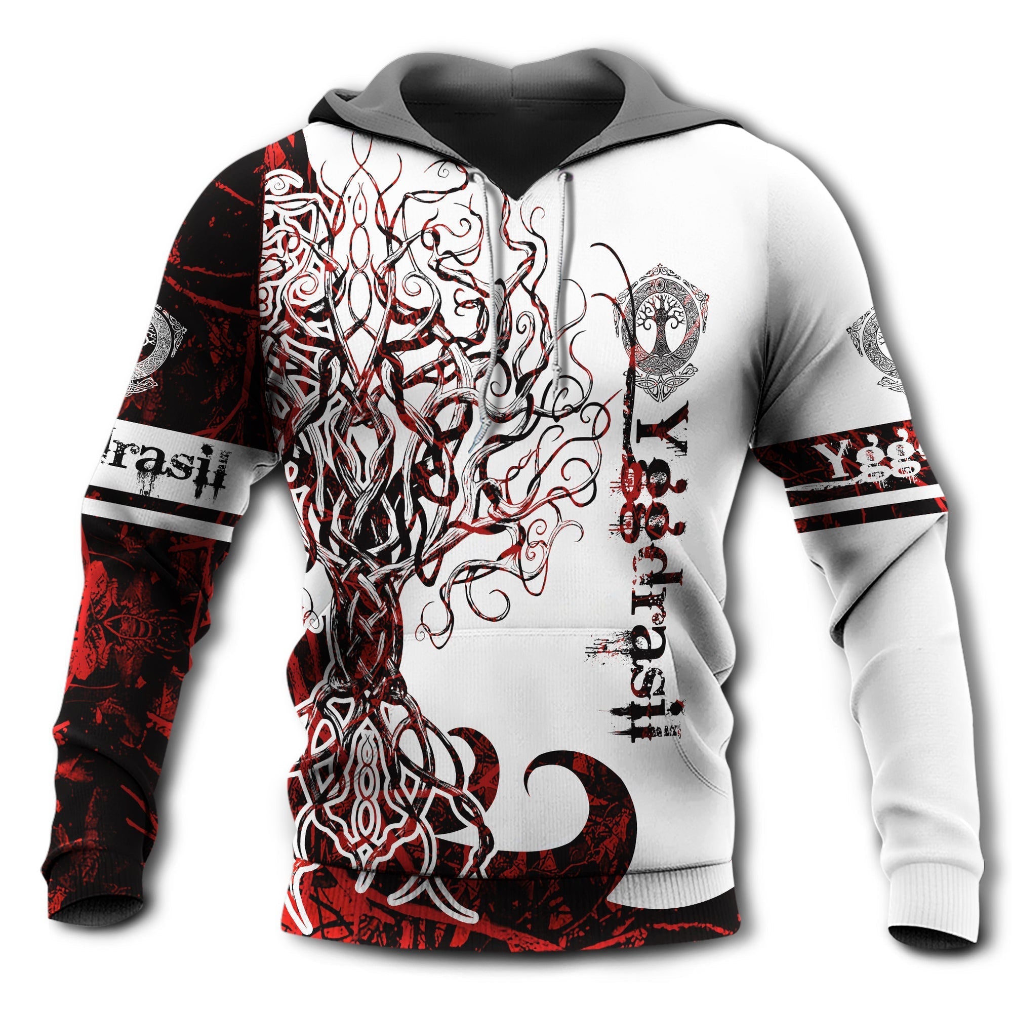 Viking Yggdrasil Legend Red And White Style With So Much Fun – Hoodie