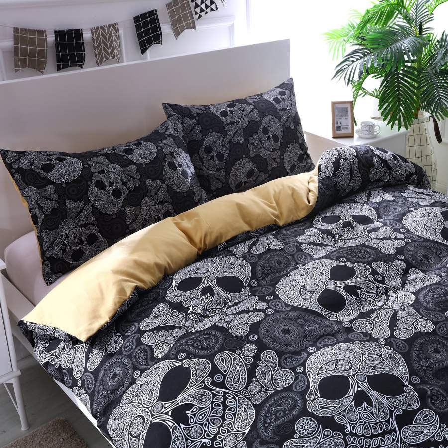 3D Black Skull Quilt Cover Set Bedding Set Pillowcases 98