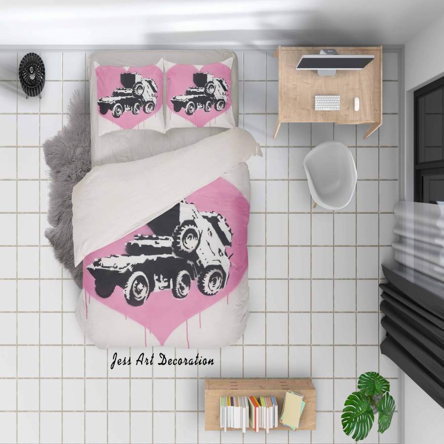 3D Banksy Pink Love Car Quilt Cover Set Bedding Set Pillowcasesn  ZY D18