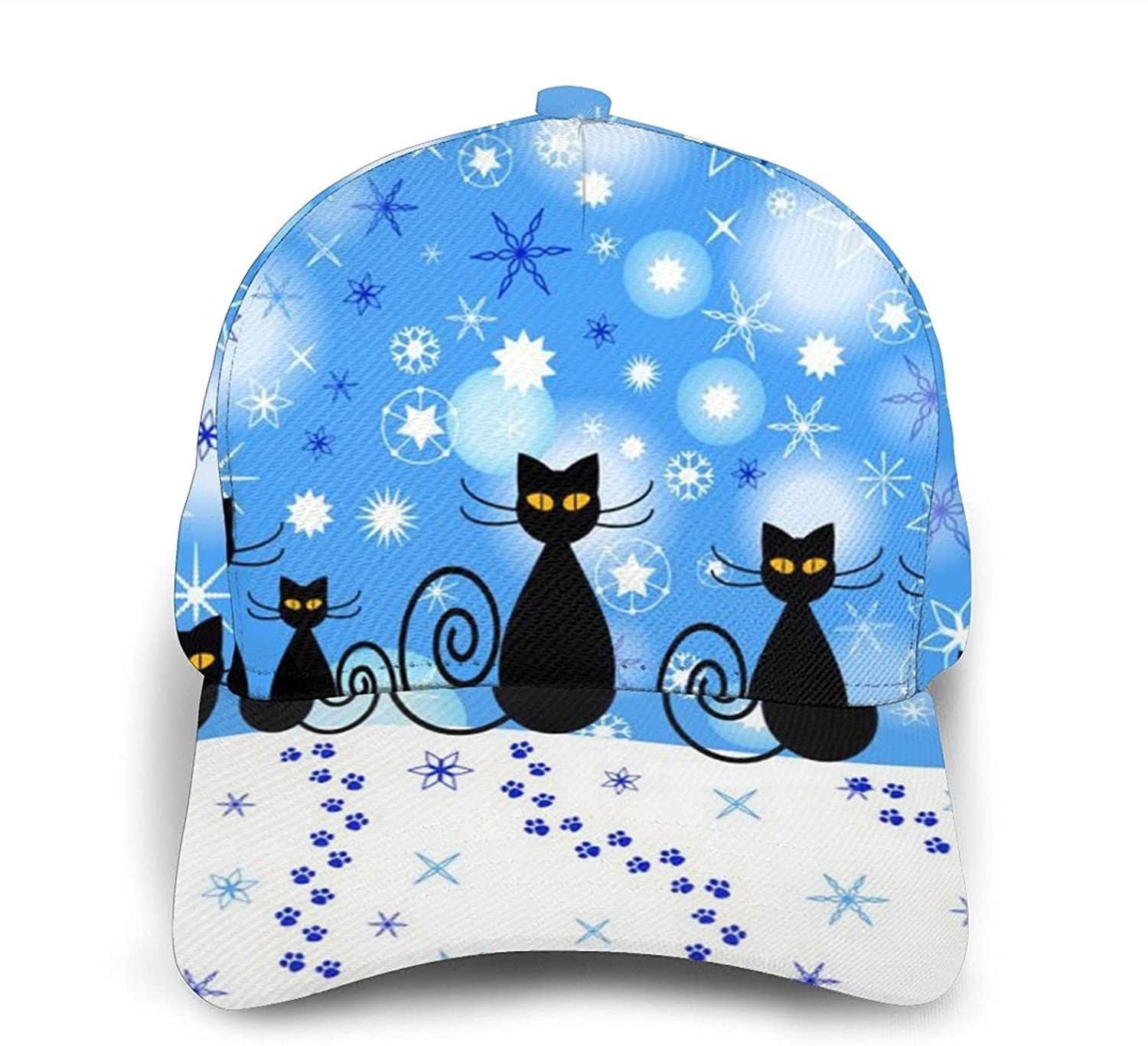 Winter Cats Print Casual Baseball 3D Cap Adjustable Twill Sports Dad Hats For Unisex