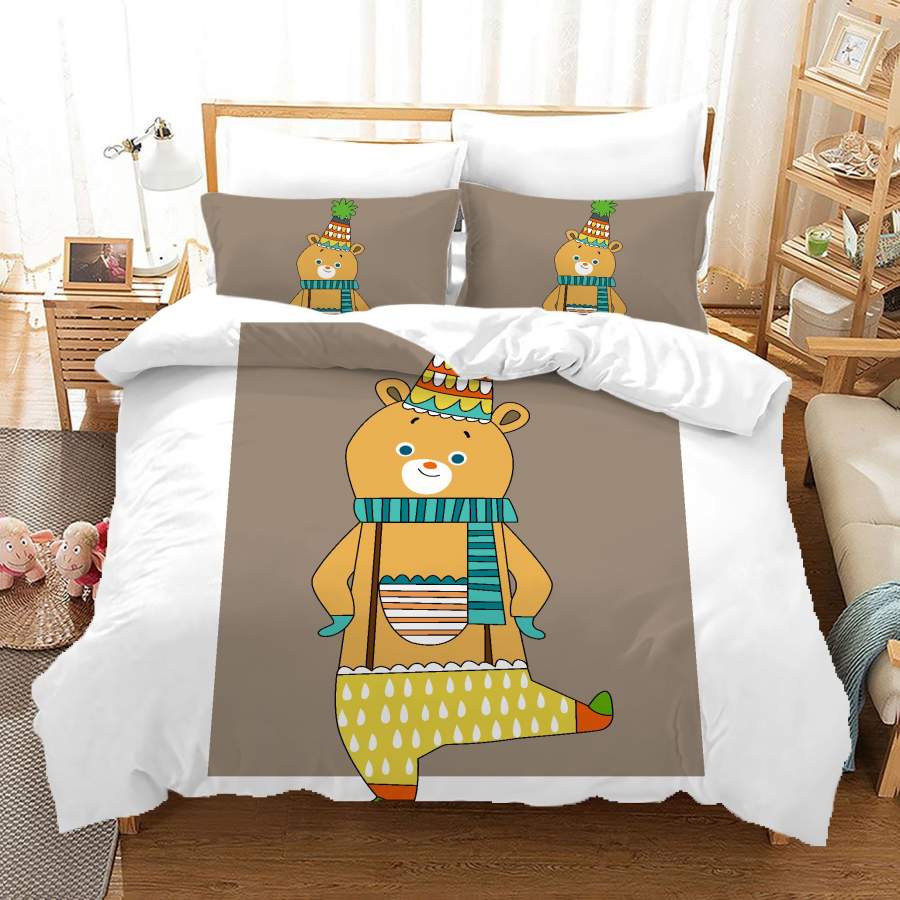 3D Cartoon Bear Quilt Cover Set Bedding Set Duvet Cover Pillowcases A630 LQH