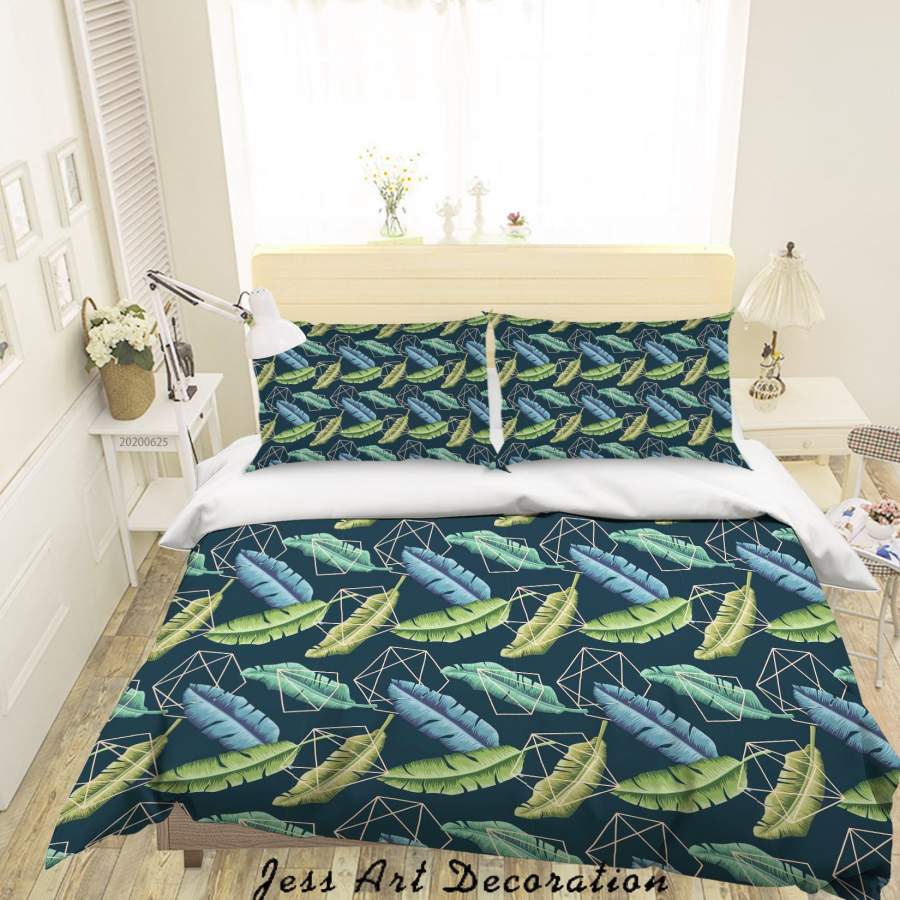 3D Geometry Leaves Quilt Cover Set Bedding Set Duvet Cover Pillowcases SF118