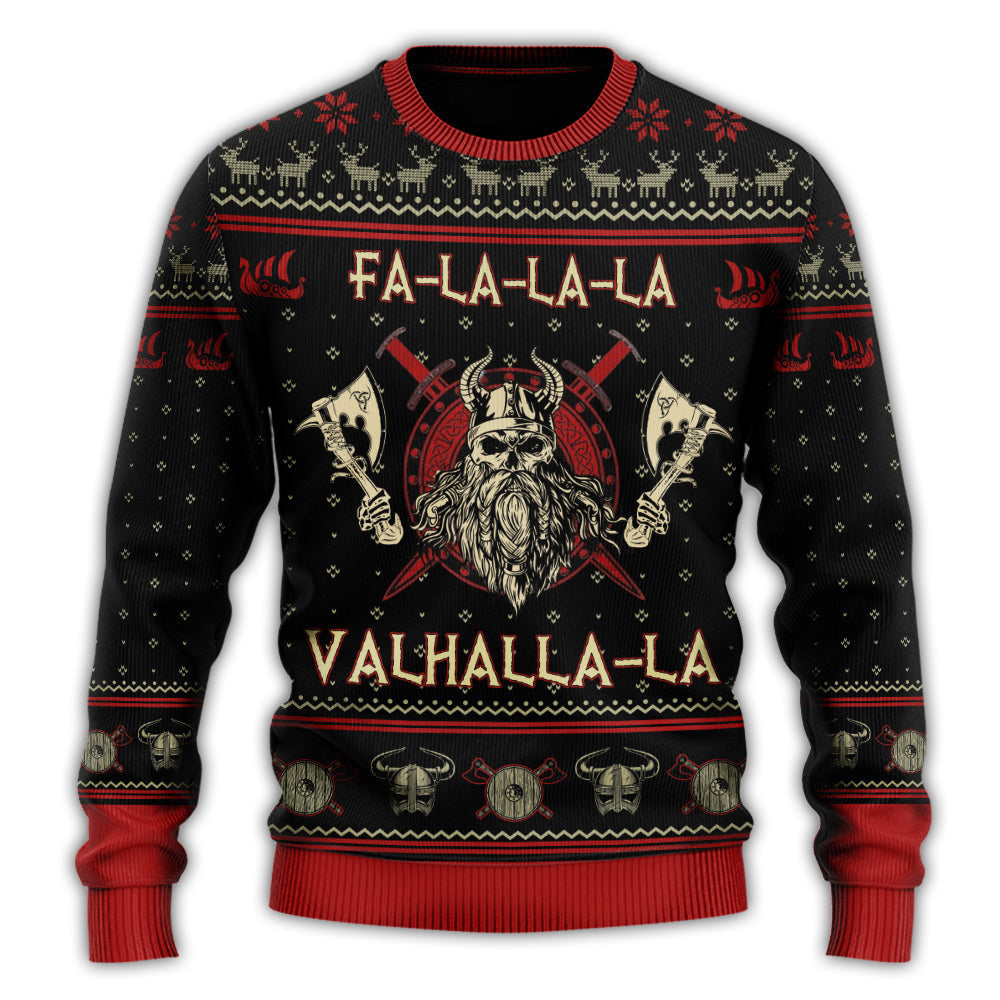 Viking Valhalla Black And Red Ugly Christmas Sweaters