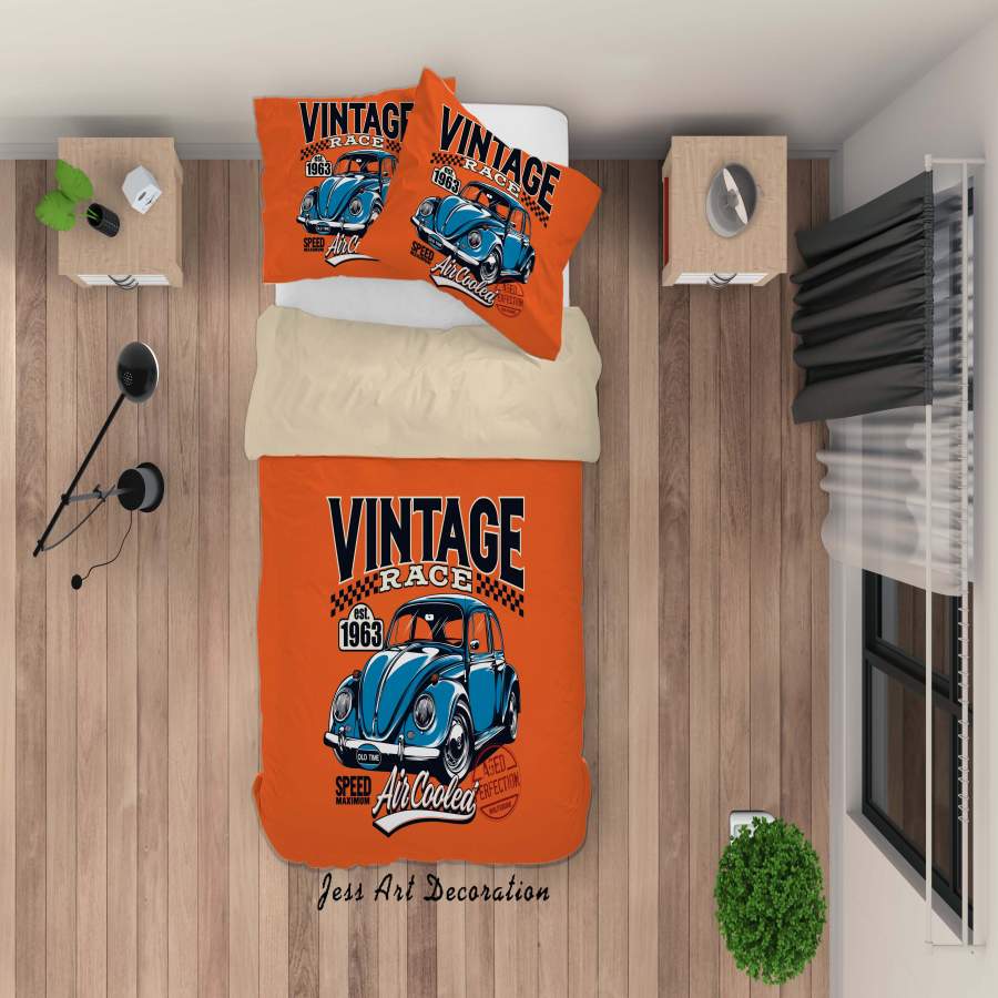 3D Retro Car Poster Quilt Cover Set Bedding Set Duvet Cover Pillowcases A063 LQH