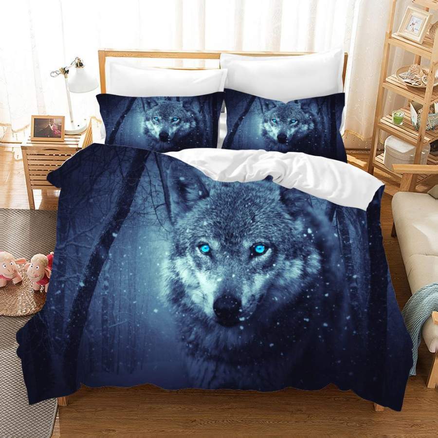 3D Blue Wolf Quilt Cover Set Bedding Set Pillowcases 97