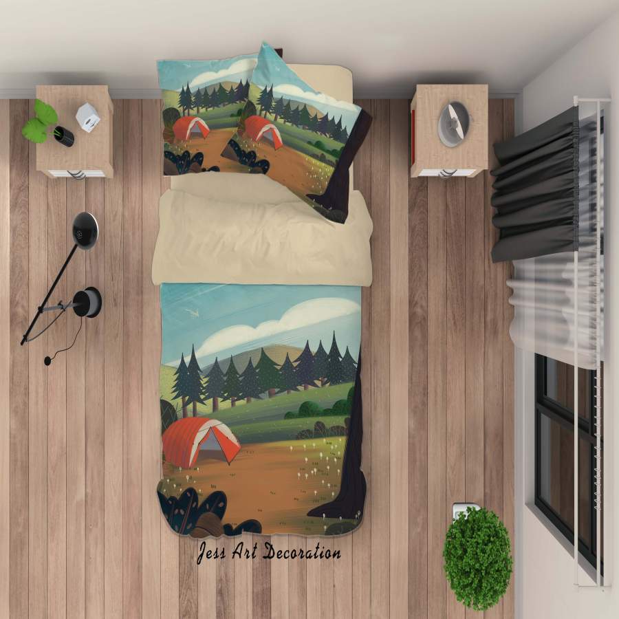 3D Pine Forest Tent Painting Quilt Cover Set Bedding Set Duvet Cover Pillowcases A442 LQH