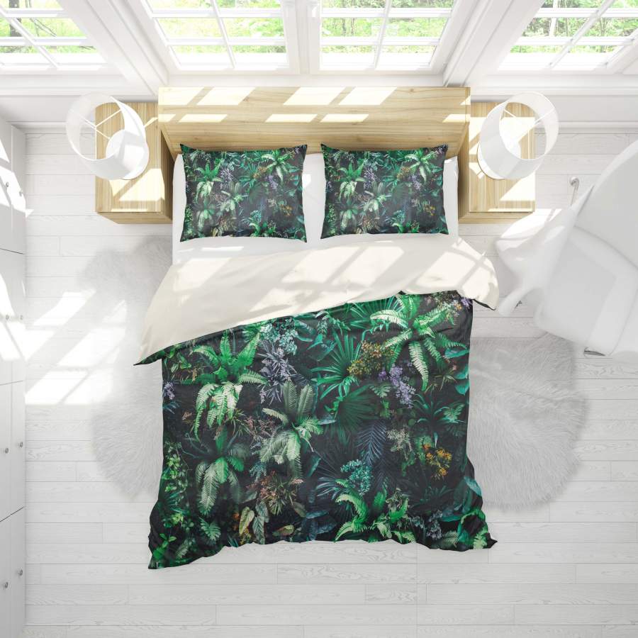 3D Green Jungle Leaves Quilt Cover Set Bedding Set Pillowcases 106