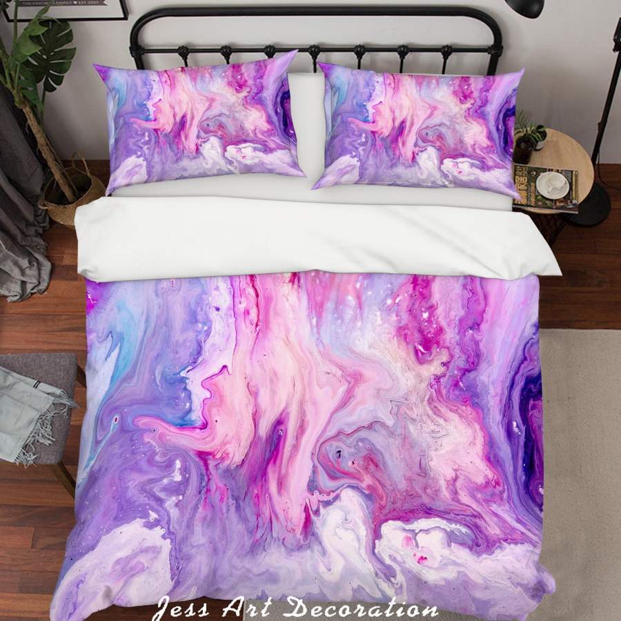 3D Purple Watercolor Quilt Cover Set Bedding Set Pillowcases 29