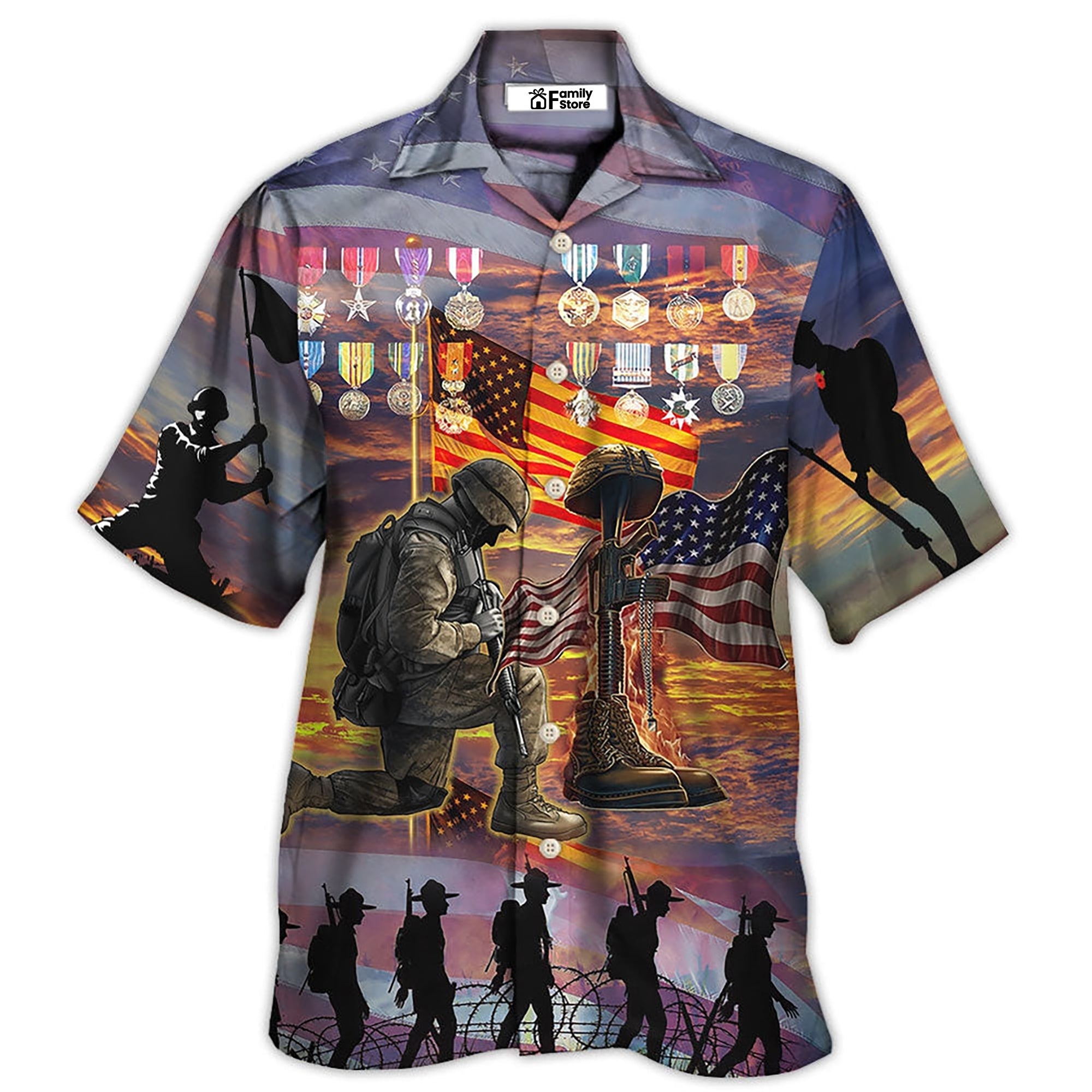 Veteran A Brave Few With Lot Of Metals Hawaiian Shirt