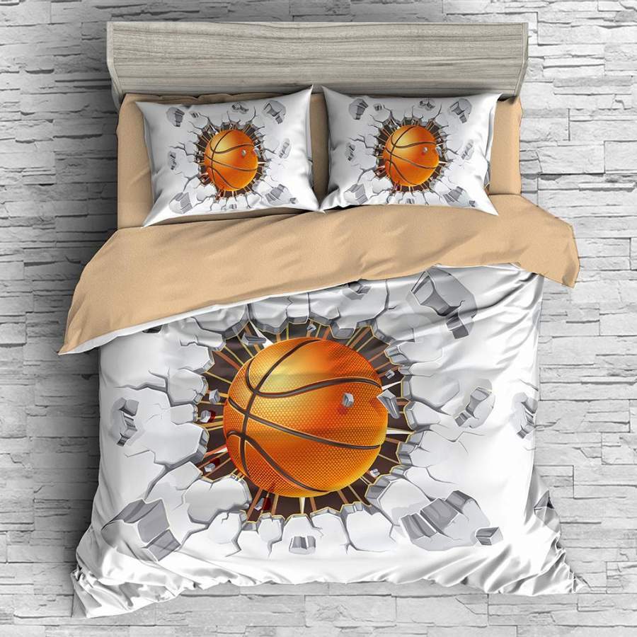 3D Basketball Breaks Wall Quilt Cover Set Bedding Set Pillowcases 61