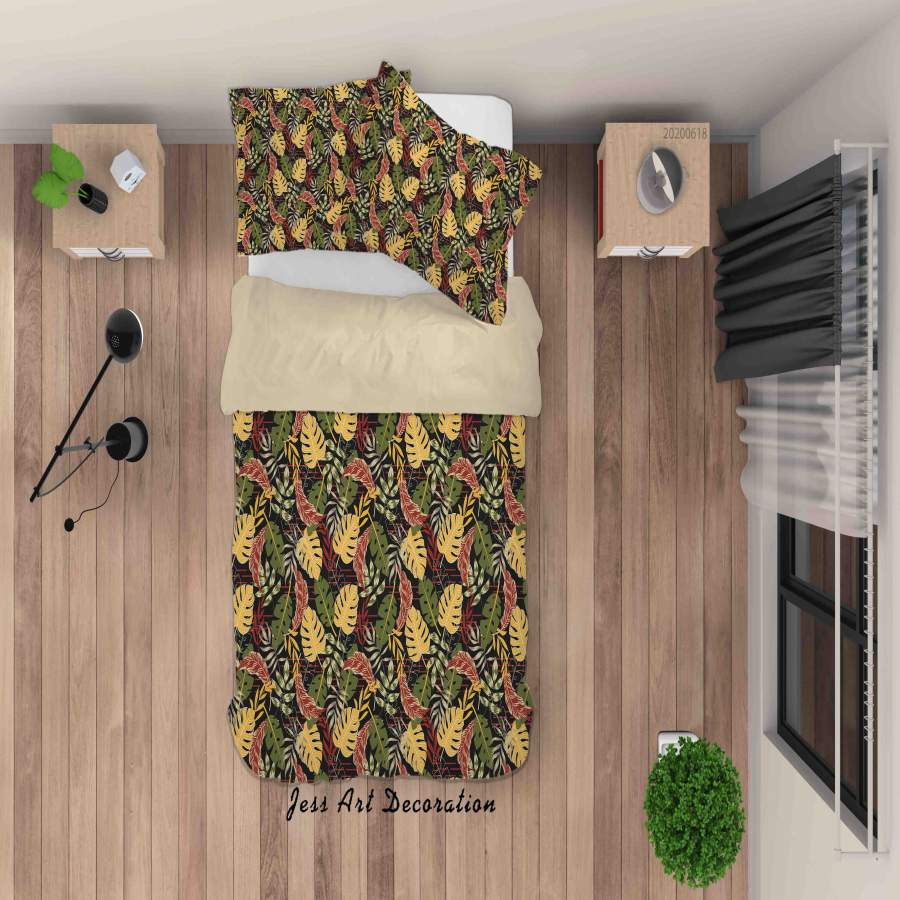 3D Tropical Leaves Quilt Cover Set Bedding Set Duvet Cover Pillowcases SF14