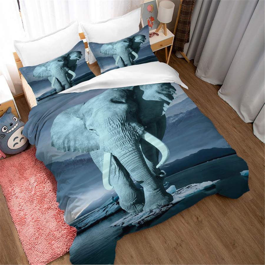 3D Blue Elephant Quilt Cover Set Bedding Set Duvet Cover Pillowcases SF209