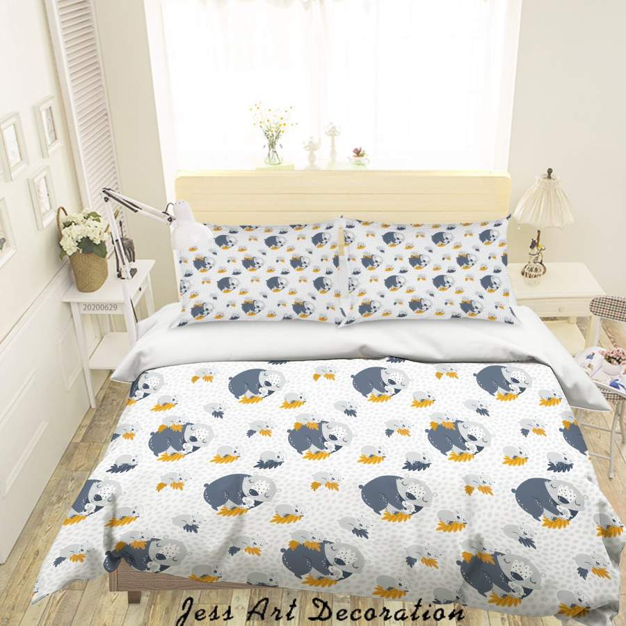 3D White Bears Quilt Cover Set Bedding Set Duvet Cover Pillowcases SF19