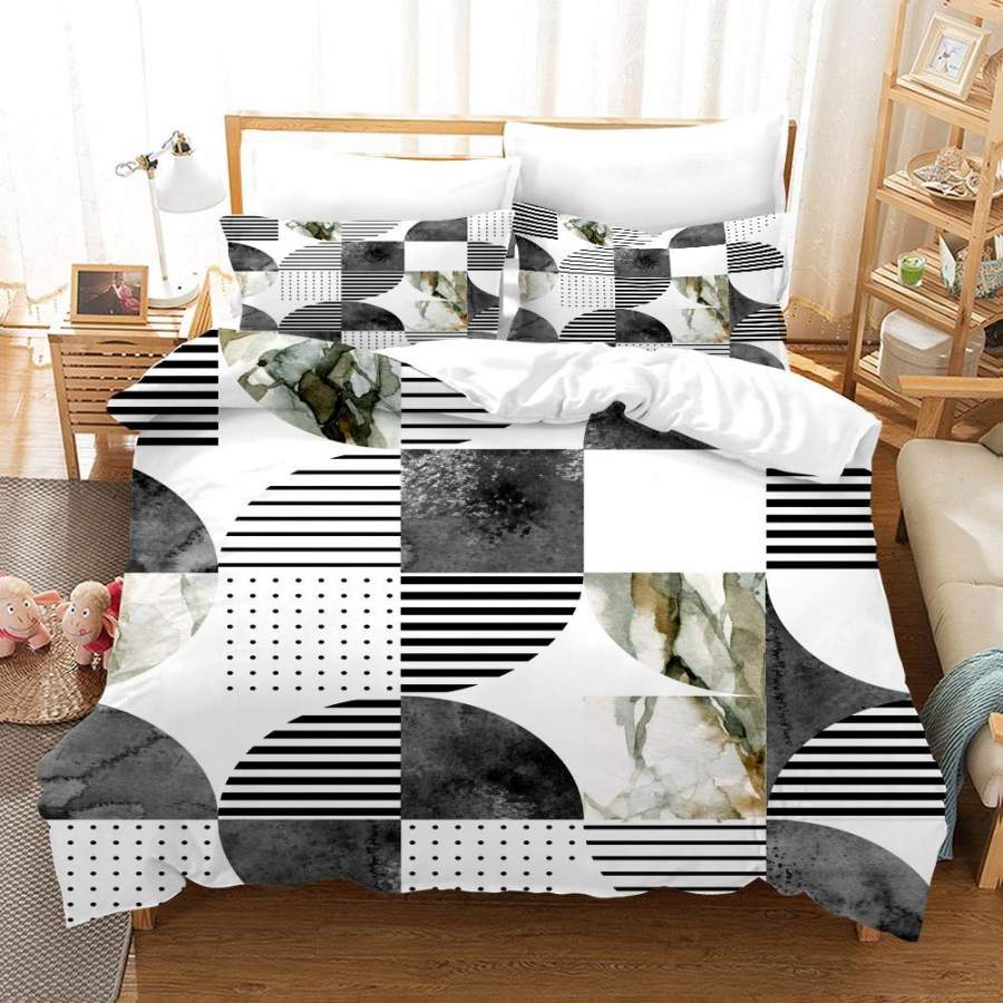 3D Geometry Sector Square Stripes Texture Quilt Cover Set Bedding Set Duvet Cover Pillowcases SF1